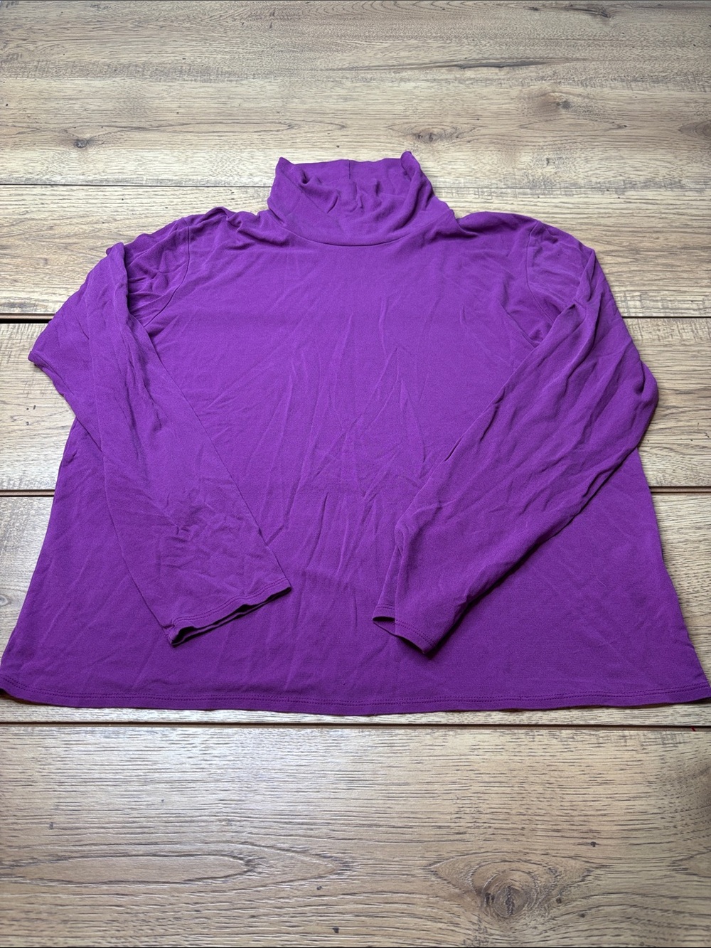 Women’s Eileen Fisher 100% Silk Violet Turtleneck Long-Sleeve Top Size Medium